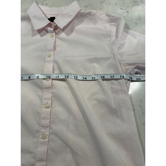 Ann Taylor Pink Micro Dot 100% Cotton Button Down Shirt Blouse Womens Size 12 - Picture 5 of 9